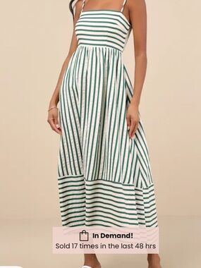Lulu's Green and Cream Striped Midi Dress